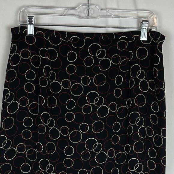 Talbots Sheer Black Circle Print Silk Office Date Feminine Ruffle Skirt Size 12 - Picture 2 of 12